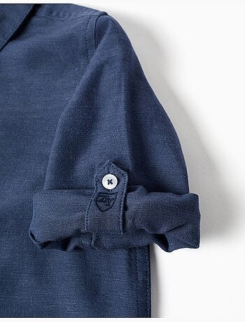 Camisa en lino con mangas enrollables You&Me