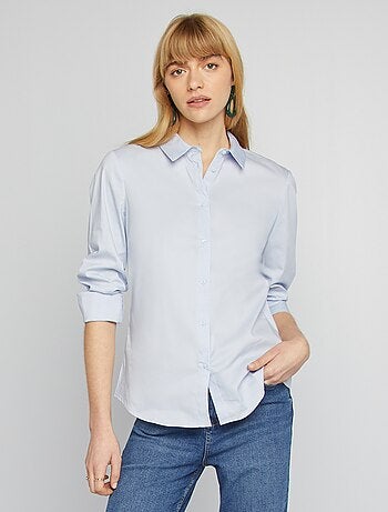 Camisa entallada cuello italiano