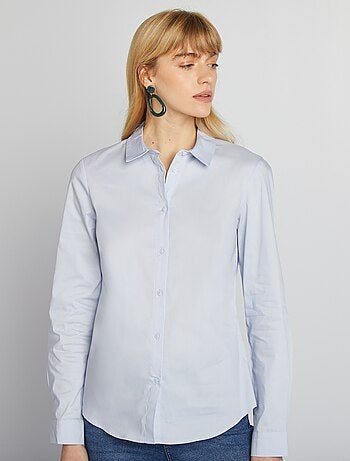 Camisa entallada cuello italiano