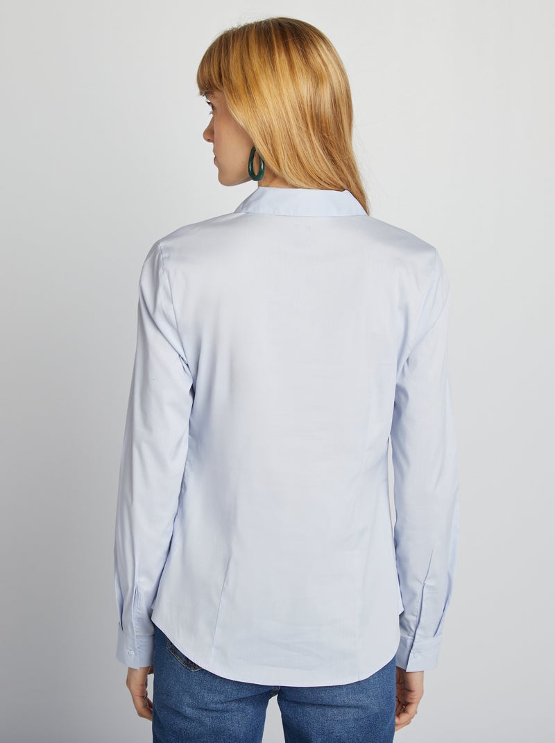 Camisa entallada cuello italiano azul gris - Kiabi