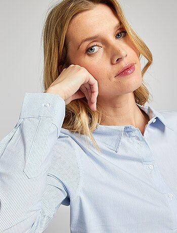 Camisa entallada cuello italiano