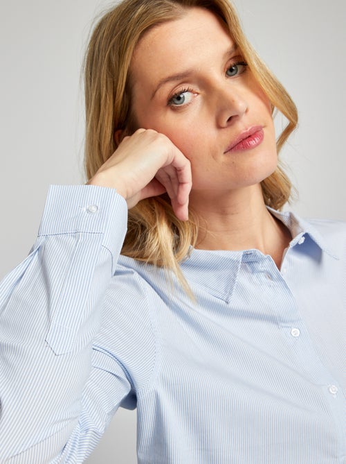 Camisa entallada cuello italiano - Kiabi Camisa entallada cuello italiano - Kiabi