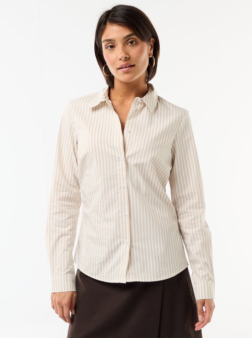 Camisa entallada cuello italiano - Kiabi Camisa entallada cuello italiano - Kiabi
