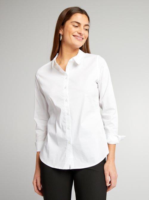Camisa entallada cuello italiano - Kiabi Camisa entallada cuello italiano - Kiabi
