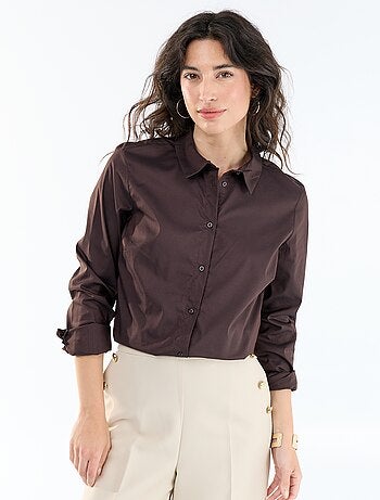 Camisa entallada cuello italiano