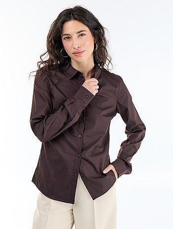 Camisa entallada cuello italiano