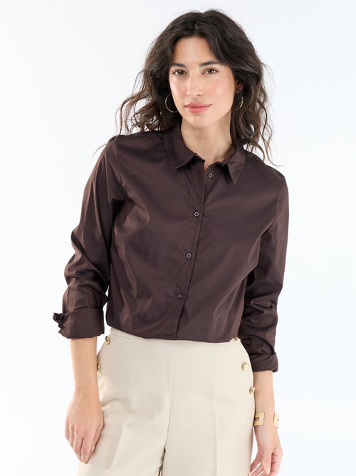 Camisa entallada cuello italiano - Kiabi