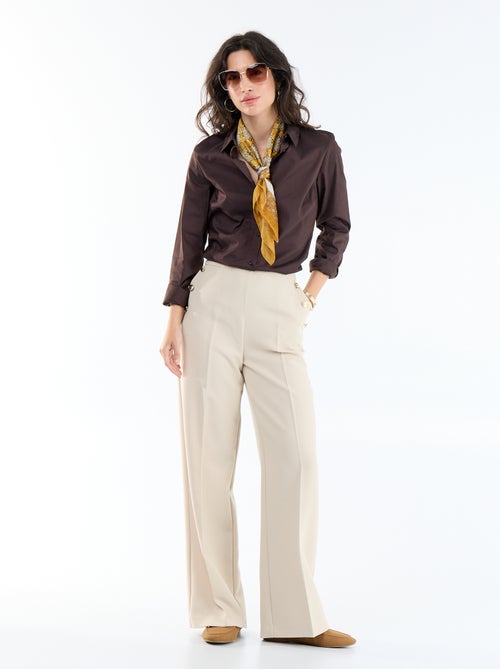 Camisa entallada cuello italiano - Kiabi