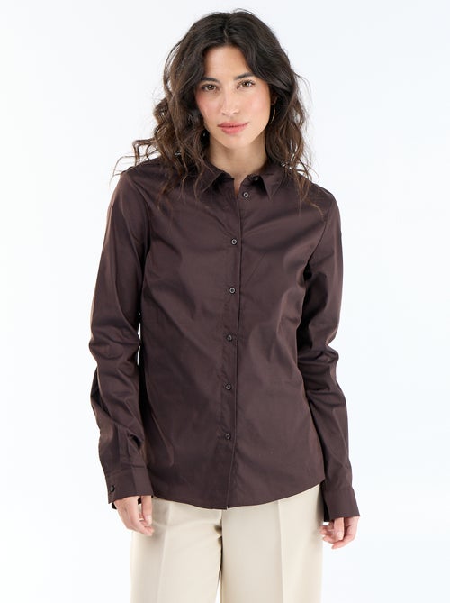 Camisa entallada cuello italiano - Kiabi