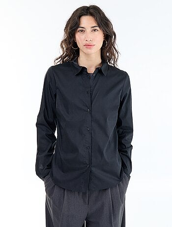 Camisa entallada cuello italiano