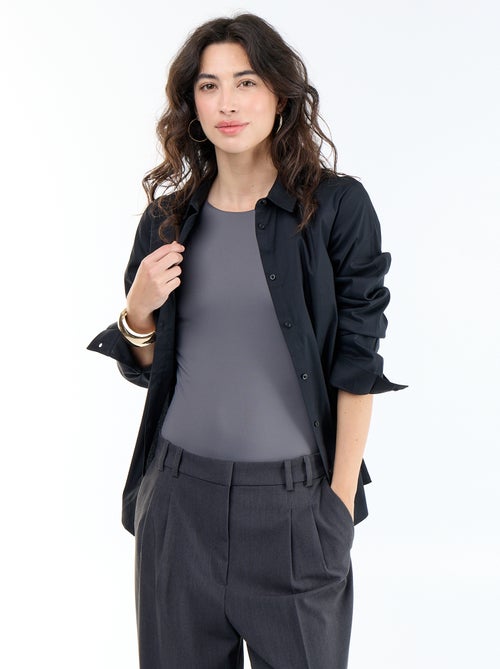 Camisa entallada cuello italiano - Kiabi
