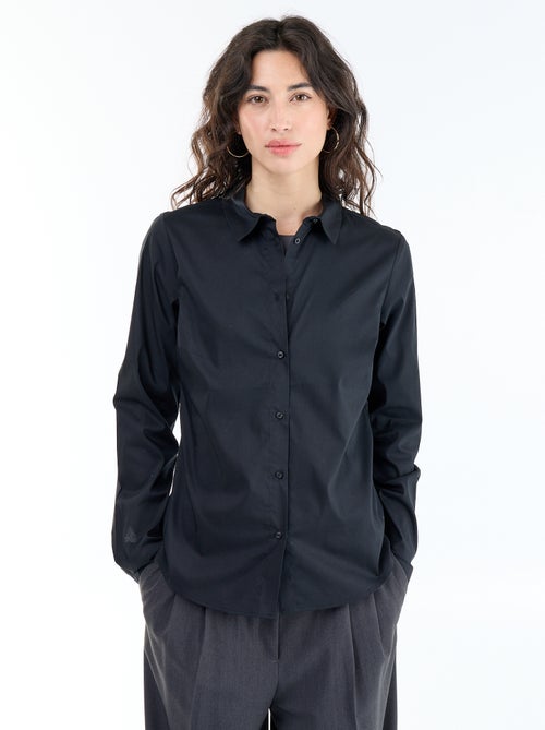 Camisa entallada cuello italiano - Kiabi