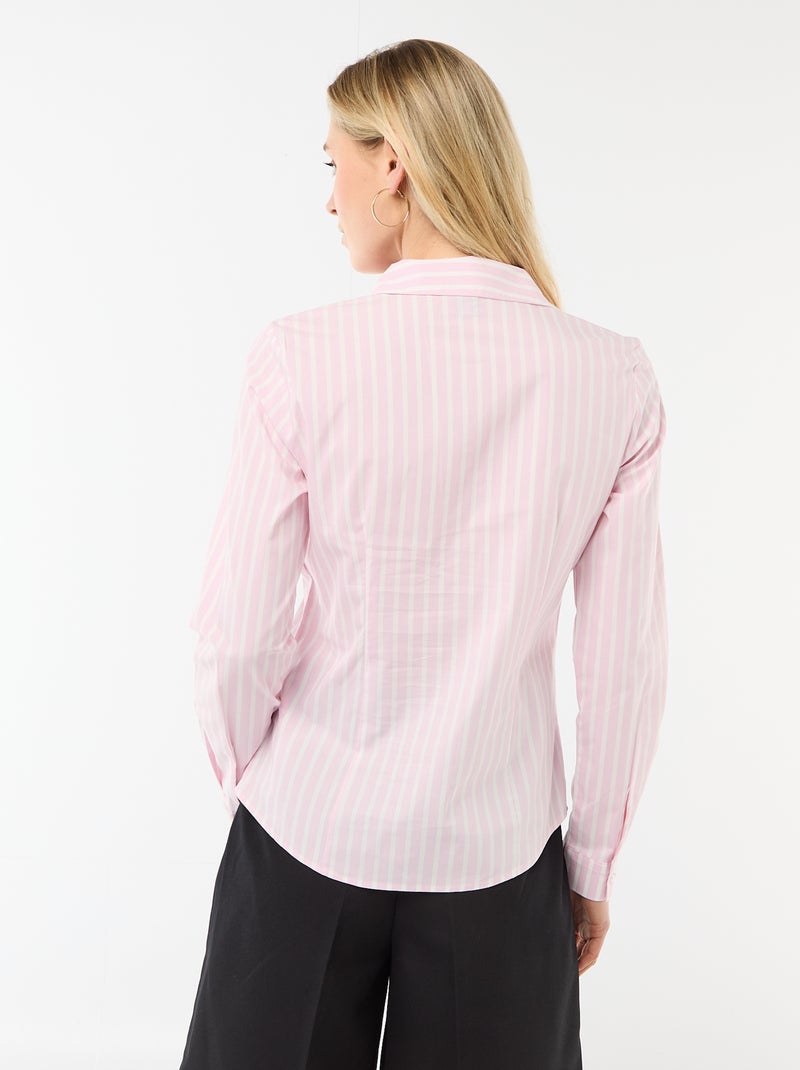 Camisa entallada cuello italiano Rosa - Kiabi