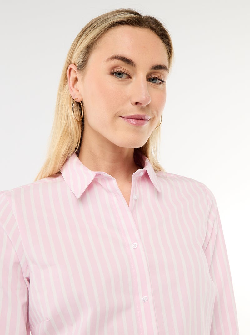 Camisa entallada cuello italiano Rosa - Kiabi