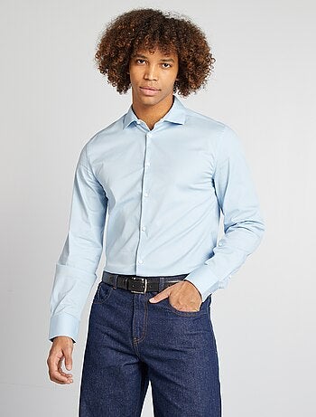 Camisa entallada de cuello italiano