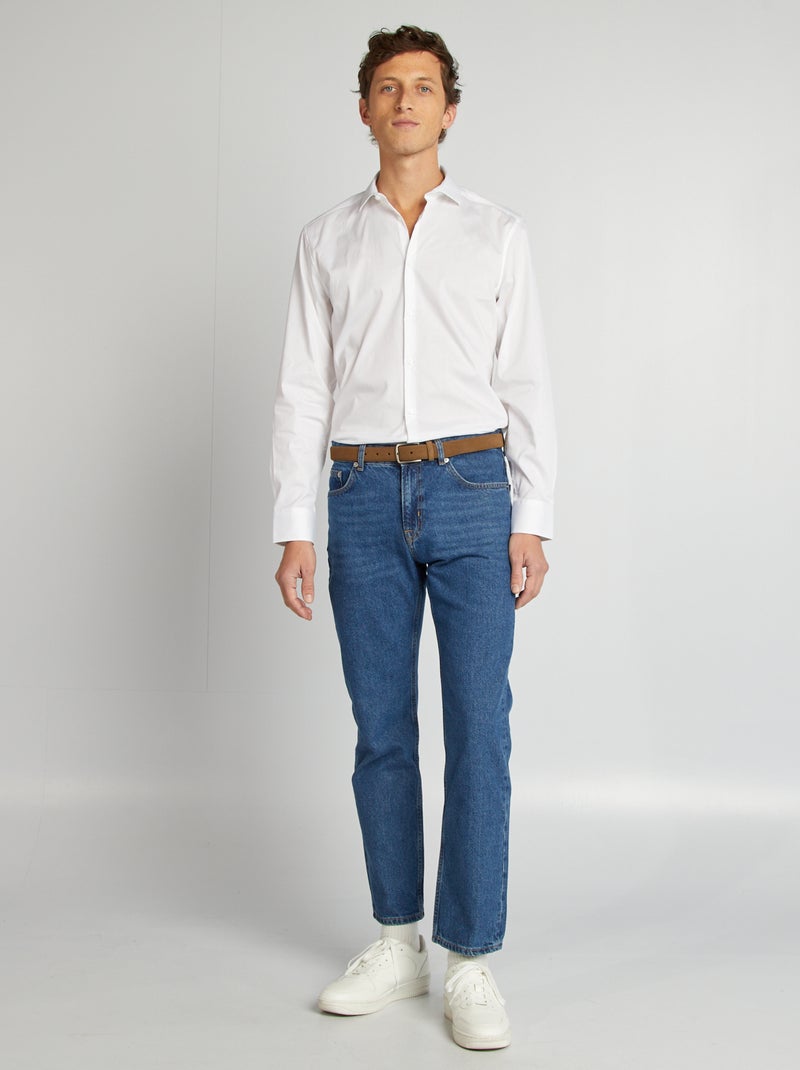 Camisa entallada de cuello italiano BLANCO - Kiabi