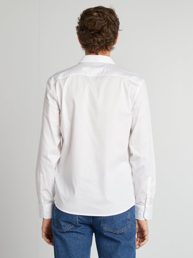 Camisa entallada de cuello italiano BLANCO - Kiabi