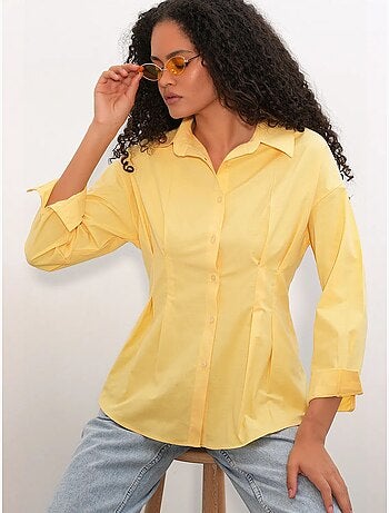 Camisa entallada de popelina con cierre de botones frontal bdart