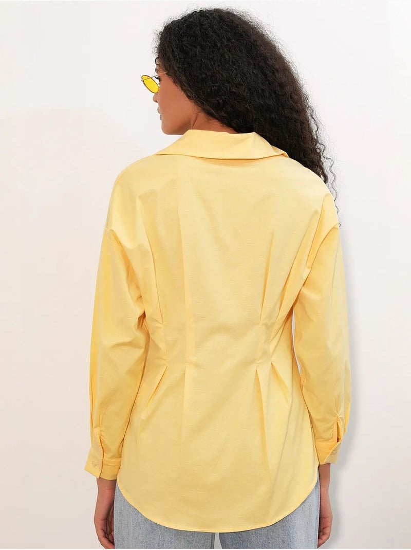 Camisa entallada de popelina con cierre de botones frontal bdart Amarillo limón - Kiabi