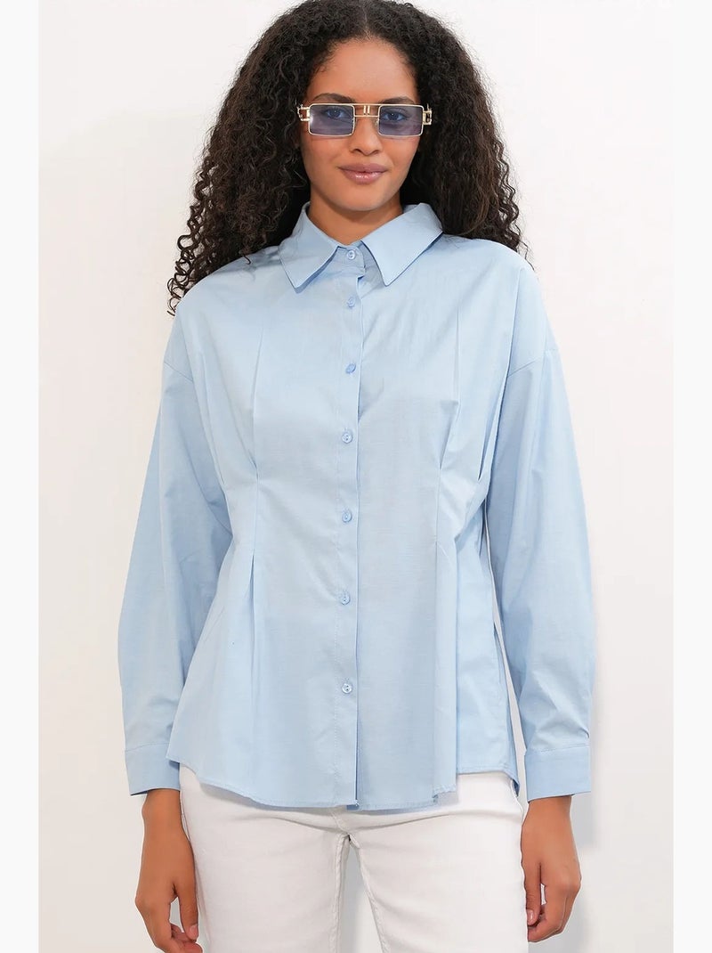 Camisa entallada de popelina con cierre de botones frontal bdart Azul cielo - Kiabi