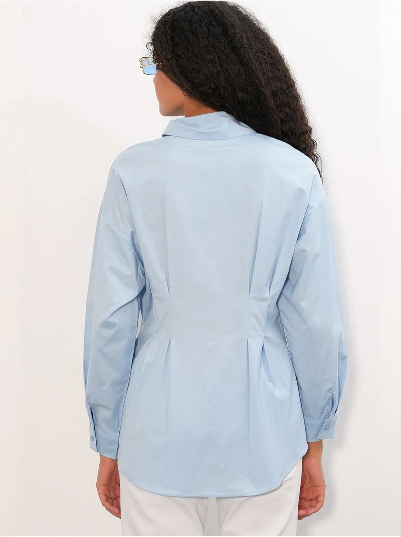 Camisa entallada de popelina con cierre de botones frontal bdart Azul cielo - Kiabi