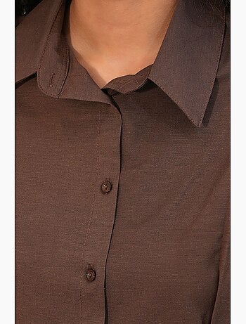 Camisa entallada de popelina con cierre de botones frontal bdart