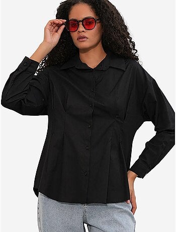 Camisa entallada de popelina con cierre de botones frontal bdart