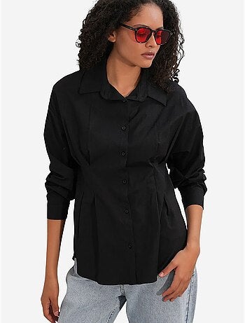 Camisa entallada de popelina con cierre de botones frontal bdart