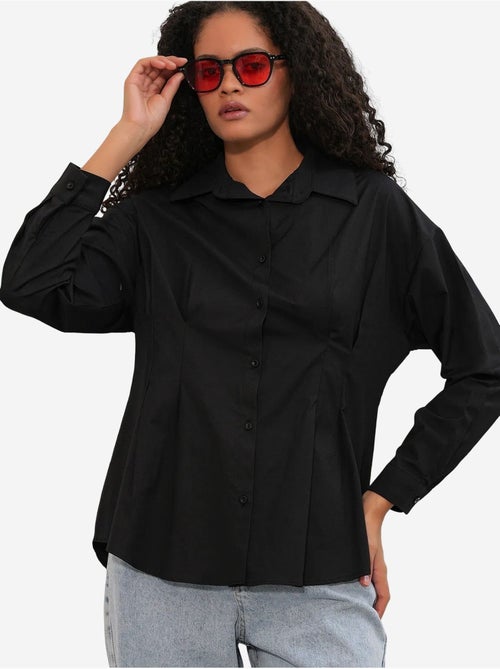 Camisa entallada de popelina con cierre de botones frontal bdart - Kiabi Camisa entallada de popelina con cierre de botones frontal bdart - Kiabi