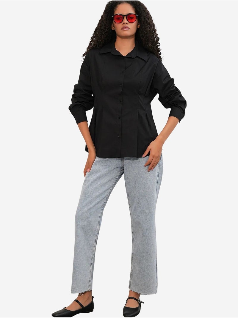 Camisa entallada de popelina con cierre de botones frontal bdart Negro - Kiabi