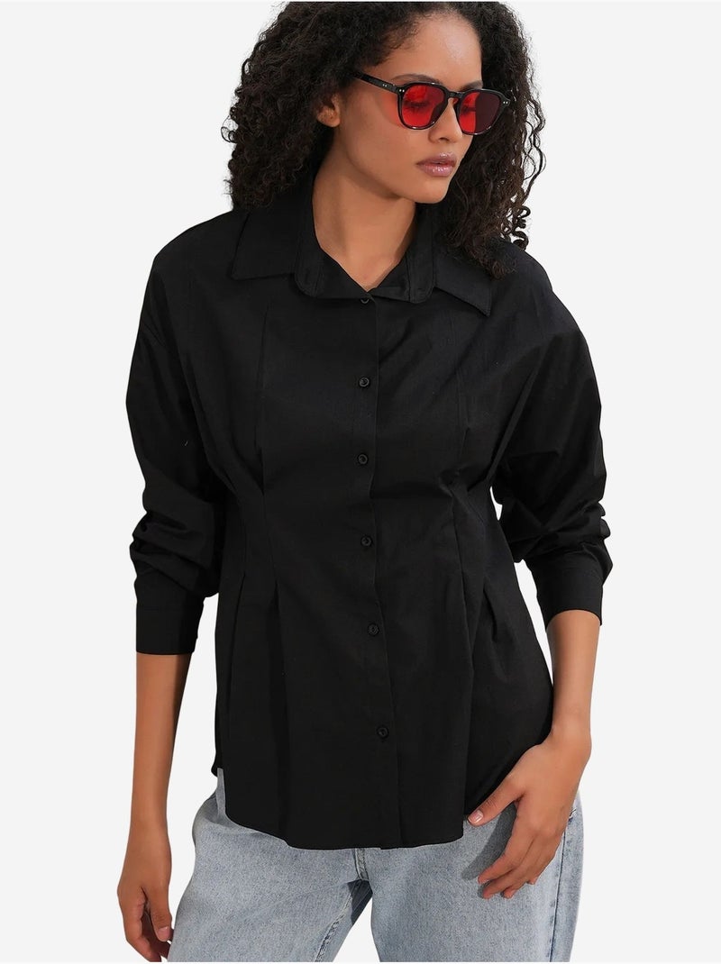 Camisa entallada de popelina con cierre de botones frontal bdart Negro - Kiabi