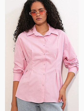 Camisa entallada de popelina con cierre de botones frontal bdart