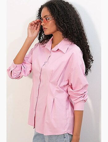 Camisa entallada de popelina con cierre de botones frontal bdart