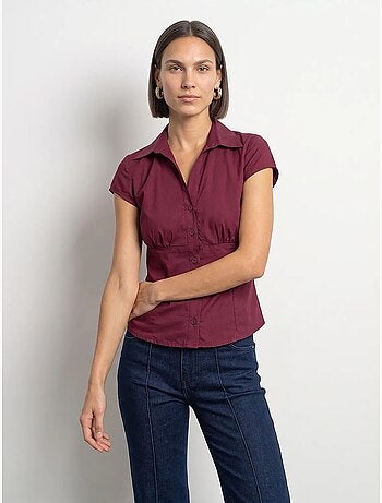 Camisa entallada de popelina de algodón con detalle de lazada dilvin