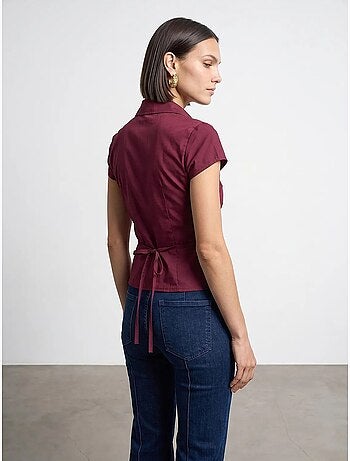Camisa entallada de popelina de algodón con detalle de lazada dilvin