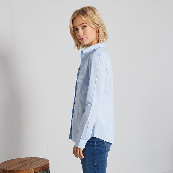 Camisa entallada elástica de popelina Mujer talla 34 a 48 Camisa entallada elástica de popelina Mujer talla 34 a 48