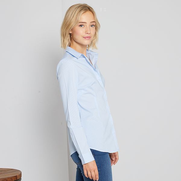 Camisa entallada elástica de popelina Mujer talla 34 a 48 Camisa de popelina elástica Mujer Kiabi 9,00€ | Camisas
