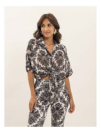 Camisa estampada anudada OXALIE