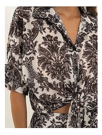 Camisa estampada anudada OXALIE