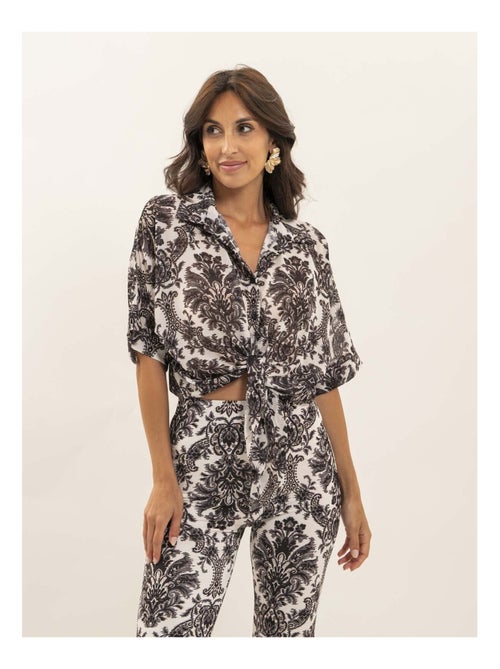 Camisa estampada anudada OXALIE - Kiabi