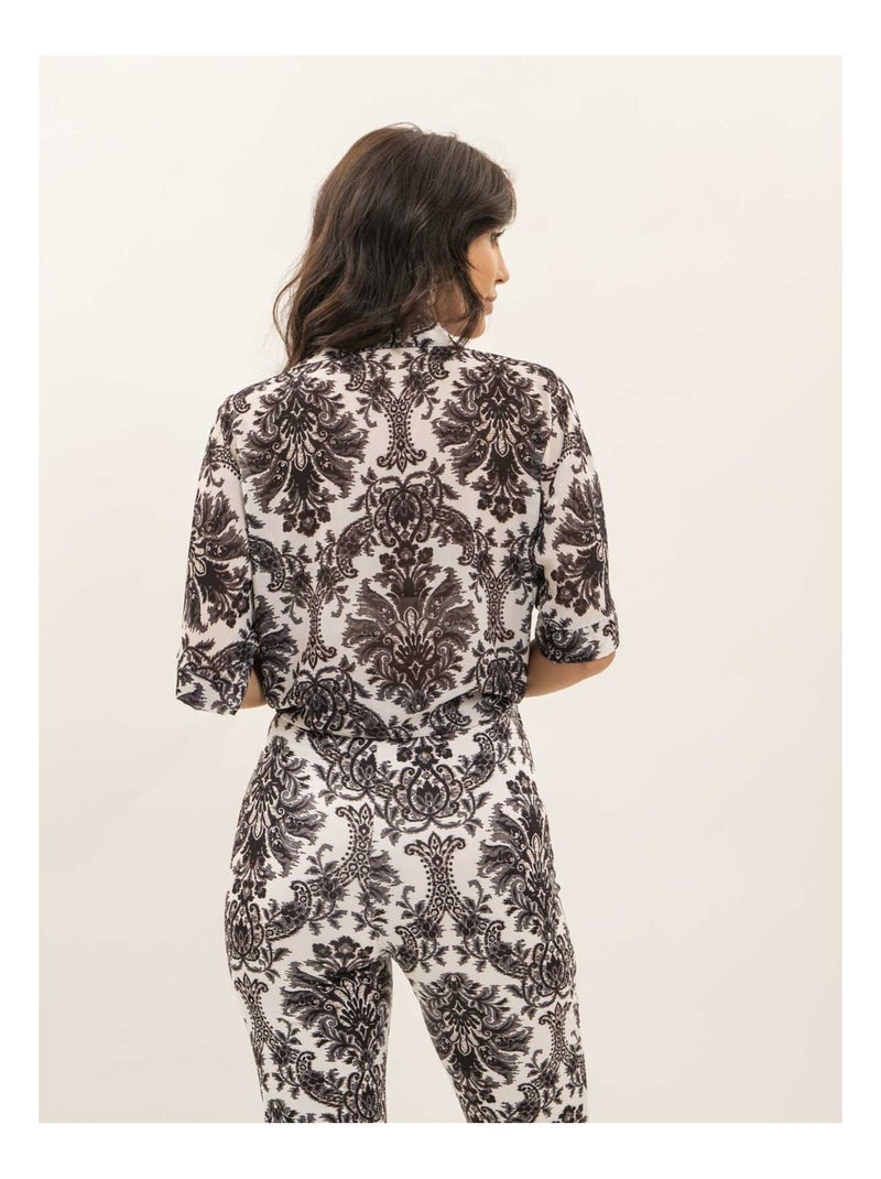 Camisa estampada anudada OXALIE Negro - Kiabi