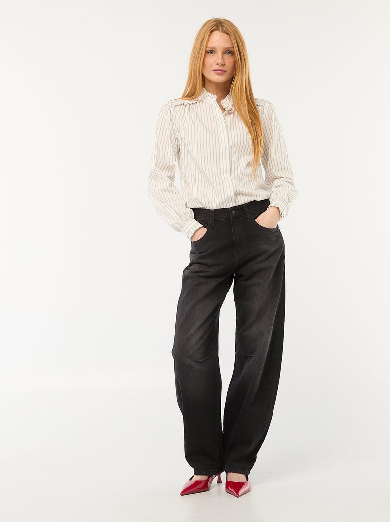 Camisa estampada con botón decorativo en el cuello Blanco - Kiabi