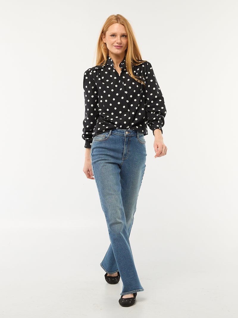 Camisa estampada con botón decorativo en el cuello Negro - Kiabi