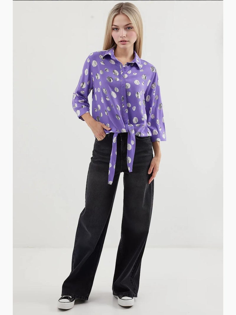 Camisa estampada con lazo delantero bdart Lavanda - Kiabi