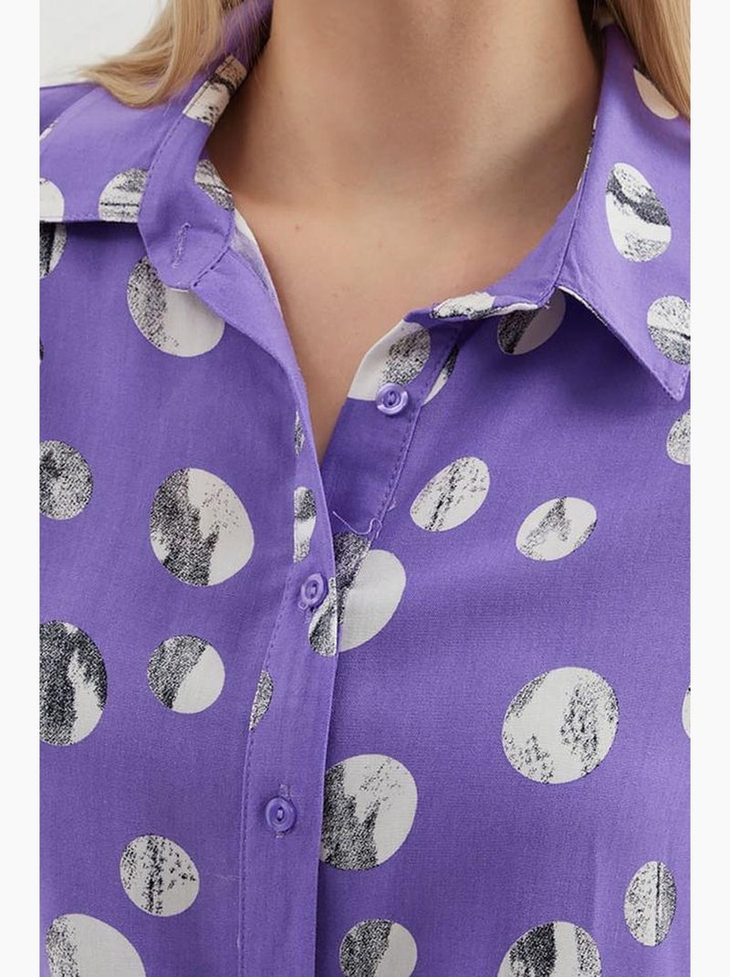 Camisa estampada con lazo delantero bdart Lavanda - Kiabi