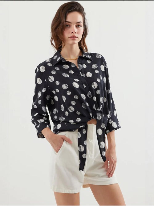 Camisa estampada con lazo delantero bdart - Kiabi Camisa estampada con lazo delantero bdart - Kiabi