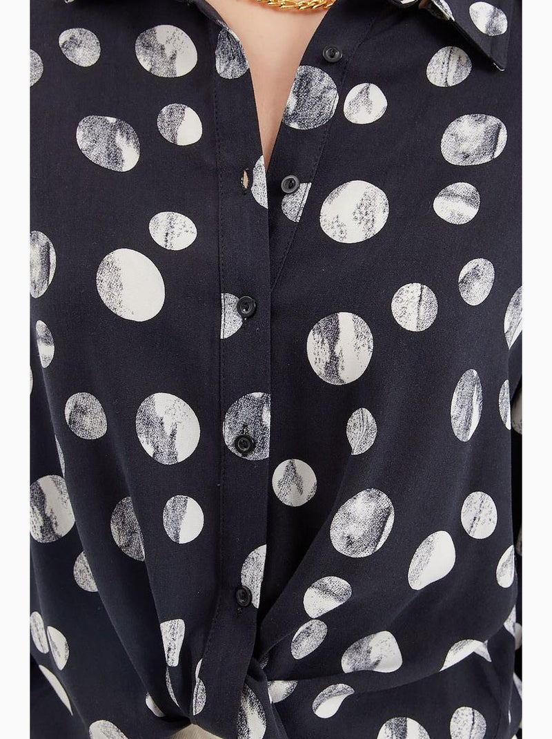 Camisa estampada con lazo delantero bdart Negro - Kiabi