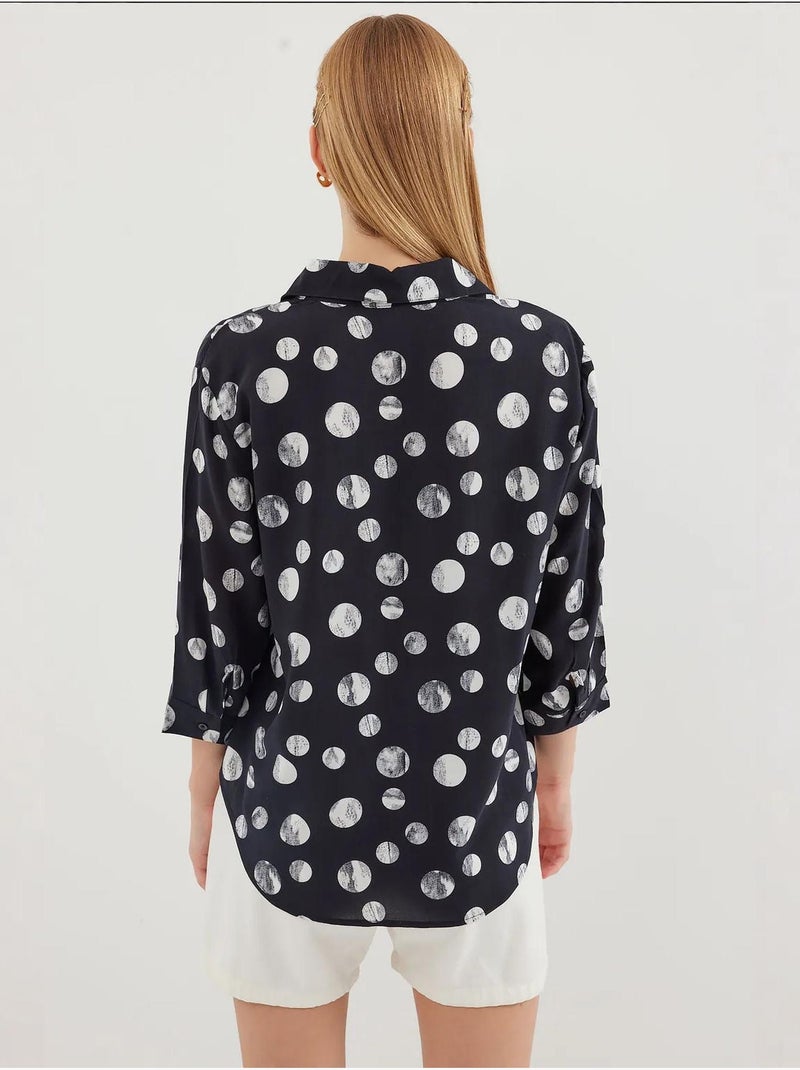 Camisa estampada con lazo delantero bdart Negro - Kiabi