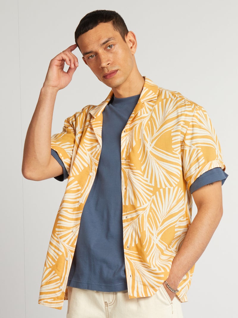 Camisa estampada de manga corta AMARILLO - Kiabi