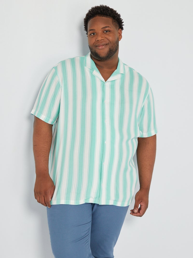 Camisa estampada de manga corta AZUL - Kiabi